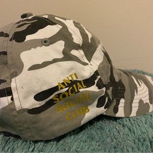 Anti Social Social Club Black Gray And White Camo Dad Hat adjustable OSFM
